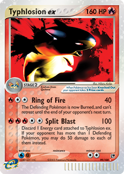 Carte Pokémon Typhlosion ex 99/100 de la série Ex Tempête de Sable en vente au meilleur prix