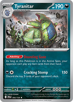 Rare Pokémon card Tyranitar 95/159 from Journey Together expansion