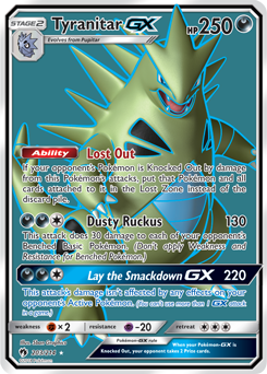 Full Art Pokémon Pokémon card Tyranitar GX 203/214 from Lost Thunder expansion