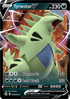 Ultra rare V Pokémon card Tyranitar V 158/264 from Fusion Strike expansion