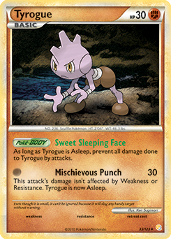 Rare Pokémon card Tyrogue 33/123 from HeartGold SoulSilver expansion