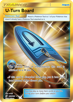 Secret Gold Pokémon card U-Turn Board 255/236 from Unified Minds expansion