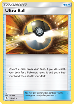 Uncommon Pokémon card Ultra Ball 135/149 from Sun & Moon expansion