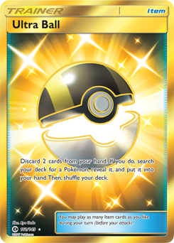 Secret Gold Pokémon card Ultra Ball 161/149 from Sun & Moon expansion
