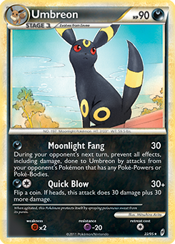 Rare holo Pokémon card Umbreon 22/95 from Call of Legends expansion
