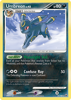 Rare Pokémon card Umbreon 32/100 from Majestic Dawn expansion