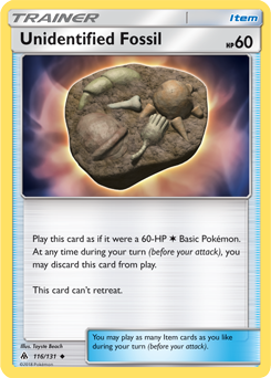 Uncommon Pokémon card Unidentified Fossil 116/131 from Forbidden Light expansion