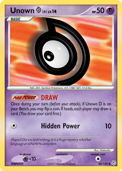Unown D 68/130 Pokémon card from Diamond & Pearl for sale at best price