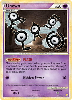 Uncommon Pokémon card Unown 55/123 from HeartGold SoulSilver expansion