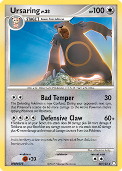 Rare Pokémon card Ursaring 38/123 from Mysterious Treasures expansion