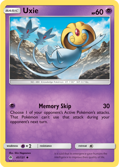 Uncommon Pokémon card Uxie 41/131 from Forbidden Light expansion