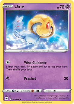 Uncommon Pokémon card Uxie 065/189 from Astral Radiance expansion