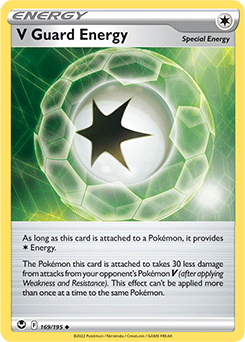 Uncommon Pokémon card V Guard Energy 169/195 from Silver Tempest expansion