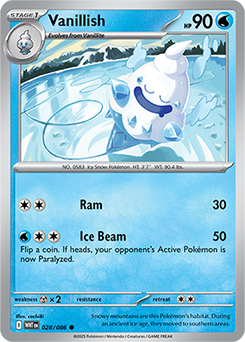 Common Pokémon card Vanillish 28/86 from White Flare expansion