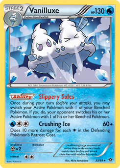Rare holo Pokémon card Vanilluxe 33/99 from Next Destinies expansion