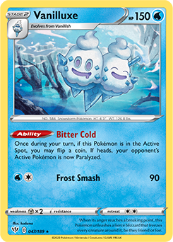 Rare Pokémon card Vanilluxe 47/189 from Darkness Ablaze expansion