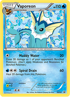 Promo Pokémon card Vaporeon BW89 from Back & White Promos expansion