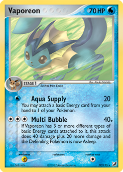 Vaporeon 19/115 Pokémon card from Ex Unseen Forces for sale at best price