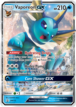 Promo Pokémon card Vaporeon GX SM172 from Sun and Moon Promos expansion