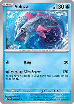Rare Pokémon card Veluza 056/193 from Paldea Evolved expansion