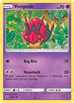 Venipede 56/147 Pokémon card from Burning Shadows for sale at best price