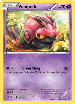 Common Pokémon card Venipede 51/146 from X&Y expansion