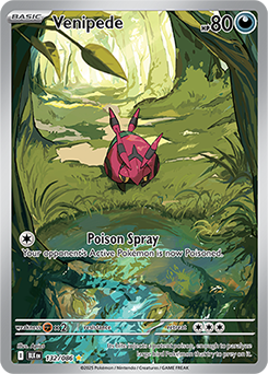 Illustration rare Pokémon card Venipede 132/86 from Black Bolt expansion