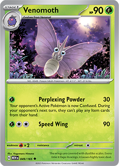 Uncommon Pokémon card Venomoth 49/165 from 151 expansion