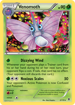 Rare Pokémon card Venomoth 2/119 from Phantom Forces expansion