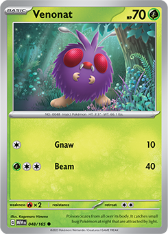 Common Pokémon card Venonat 48/165 from 151 expansion
