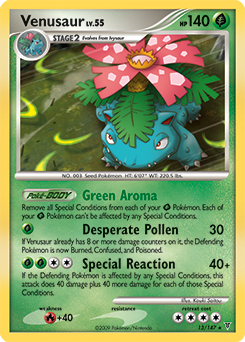 Rare holo Pokémon card Venusaur 13/147 from Supreme Victors expansion