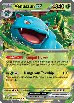Double rare Pokémon card Venusaur ex 3/165 from 151 expansion