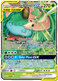 Venusaur Snivy GX 1/236 Pokémon card from Cosmic Eclipse for sale at best price