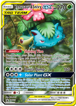 Promo Pokémon card Venusaur Snivy GX SM229 from Sun and Moon Promos expansion