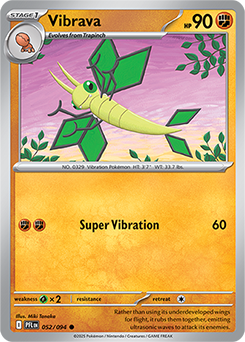 Common Pokémon card Vibrava 52/94 from Phantasmal Flames expansion