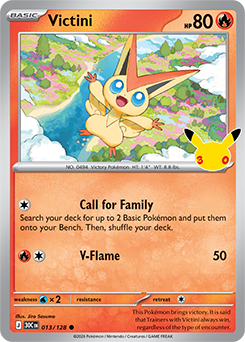 Common Pokémon card Victini 013/128 from 30th Celebration expansion