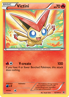 Rare holo Pokémon card Victini 15/101 from Noble Victories expansion