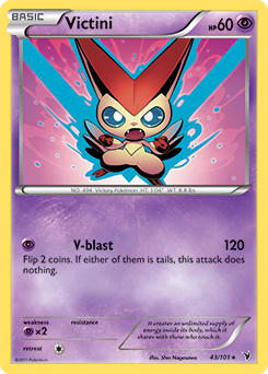 Rare Pokémon card Victini 43/101 from Noble Victories expansion