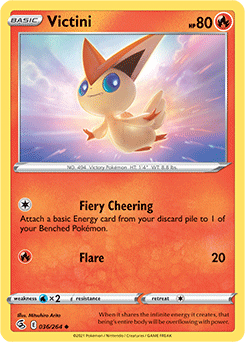 Uncommon Pokémon card Victini 36/264 from Fusion Strike expansion