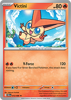 Rare Pokémon card Victini 12/86 from Black Bolt expansion