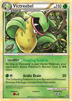 Rare holo Pokémon card Victreebel 12/102 from Triumphant expansion