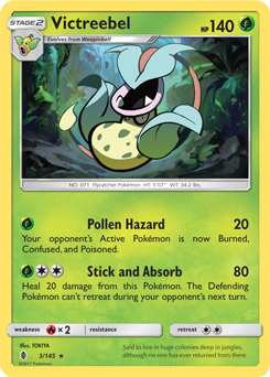 Rare Pokémon card Victreebel 3/145 from Guardians Rising expansion