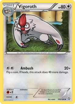 Uncommon Pokémon card Vigoroth 102/124 from Dragons Exalted expansion