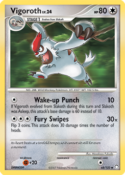 Uncommon Pokémon card Vigoroth 68/123 from Mysterious Treasures expansion
