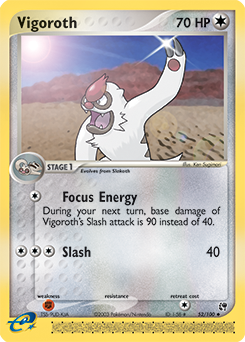 Carte Pokémon Peu commune Vigoroth 52/100 de la série Ex Tempête de Sable