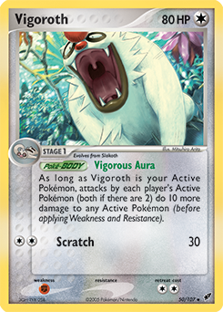 Uncommon Pokémon card Vigoroth 50/107 from Ex Deoxys expansion
