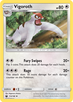 Uncommon Pokémon card Vigoroth 114/168 from Celestial Storm expansion