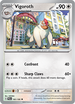 Uncommon Pokémon card Vigoroth 161/193 from Paldea Evolved expansion