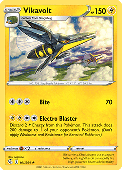 Rare Pokémon card Vikavolt 101/264 from Fusion Strike expansion