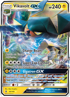 Pokémon GX Pokémon card Vikavolt GX 45/145 from Guardians Rising expansion